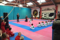picking up her first certificate